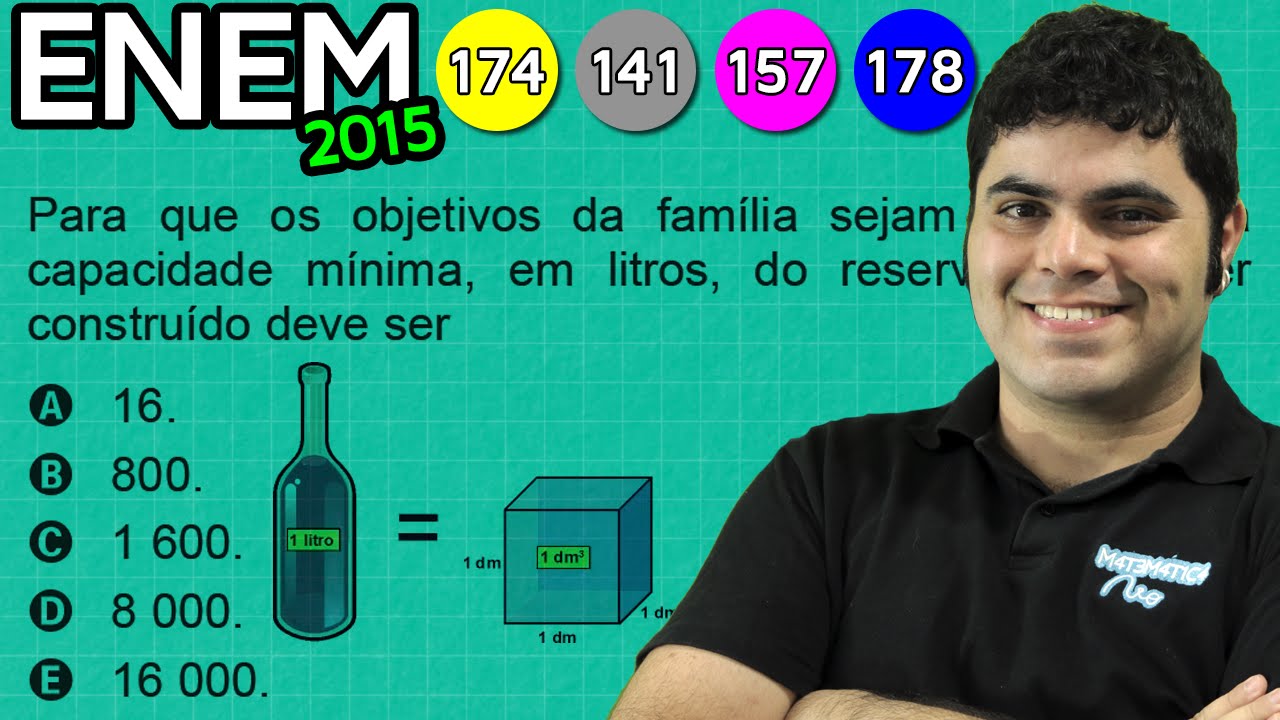 ENEM 2015 Matemática #43 - Conversão de Metros Cúbicos para Litros (com pegadinha)