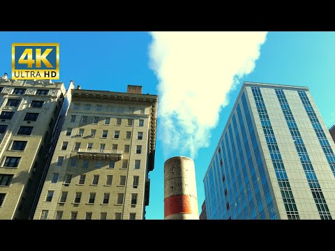 New York City Steam System Vent Pipe Manhattan | Orange & White Street Chimney [4K]