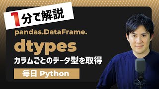 【毎日Python】Pythonでカラムごとのデータ型を取得する方法｜dtypes