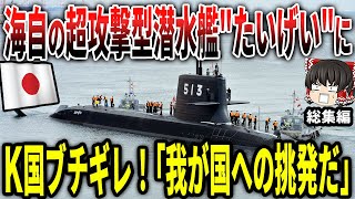 海上自衛隊の超攻撃型潜水艦「たいげい」にK国がブチギレ！「我が国への挑発だ」総集編