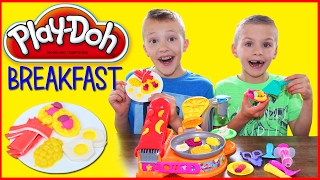 Play Doh Breakfast Cafe Playset with Pretend Waffle Maker, Bacon and Eggs