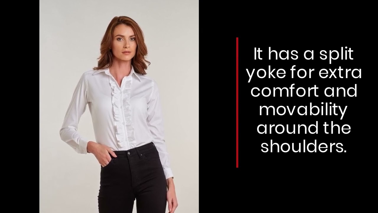 White Or Black Front Ruffle Blouse Handmade In England From Stretch Cotton By Top British Designer