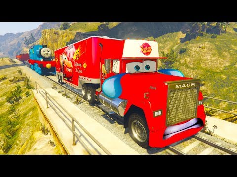 Disney Cars 3 Mack Truck Hauler in trouble with Thomas Train