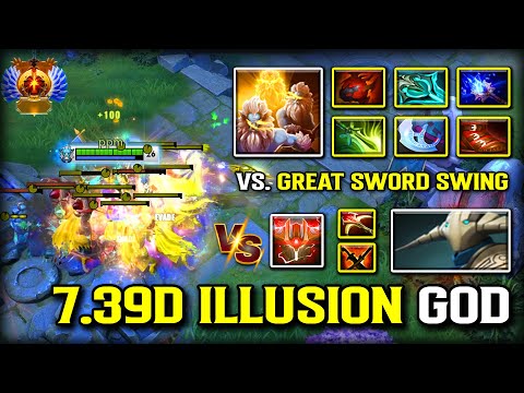 7.39D ILLUSIONS GOD CARRY Phantom Lancer | Max Slotted Build Vs. Great Sword Swing Sven DOTA 2
