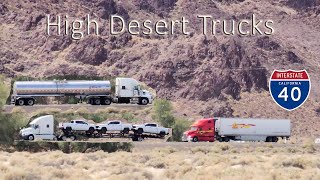 Trucks on I-40 in the California high desert.