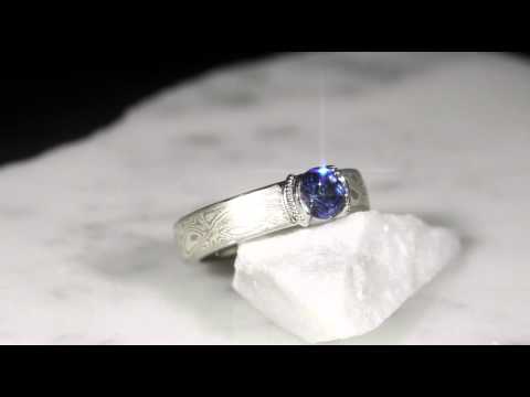 Mokume Millegrained Engagement Ring