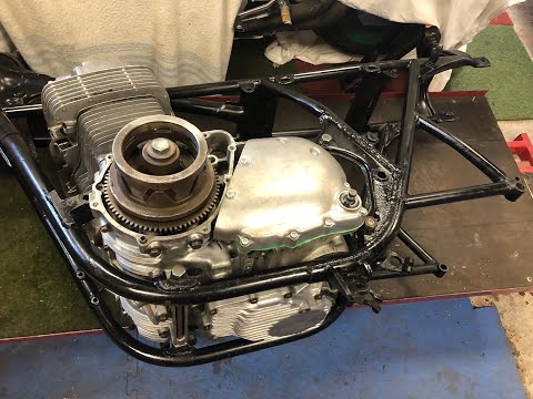 Honda CB750 K1 restoration - engine into frame