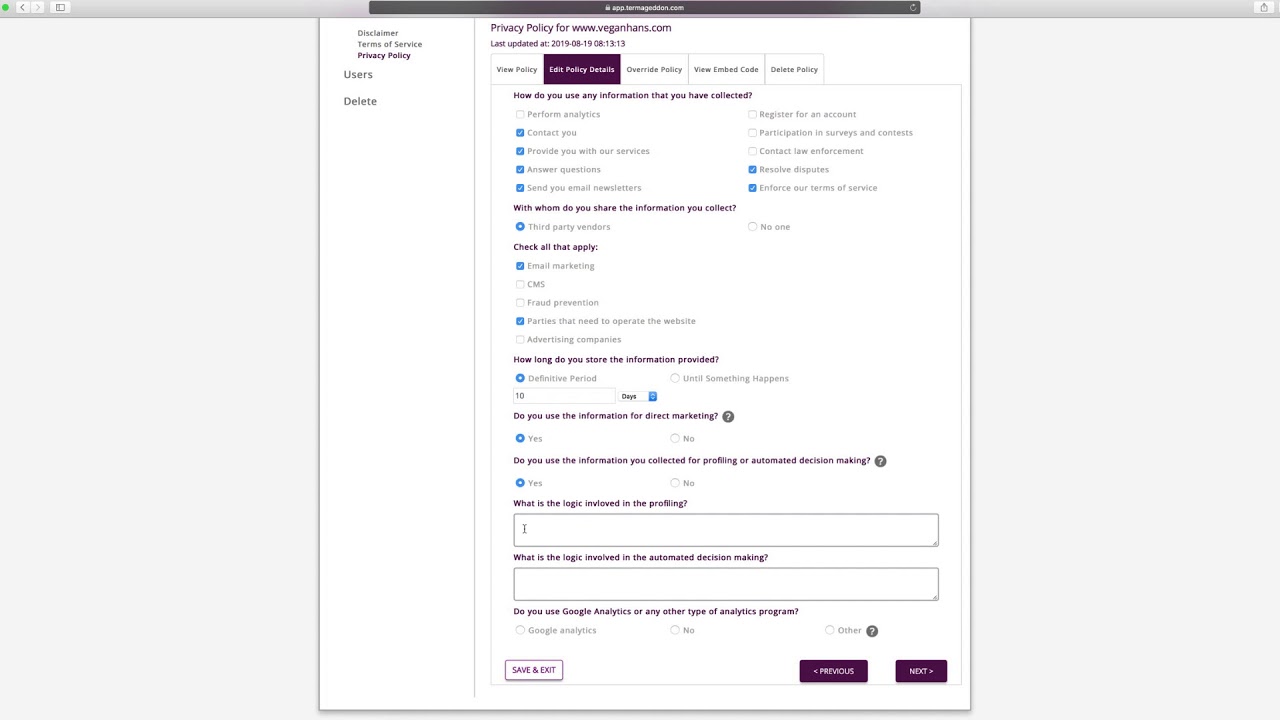 How to create your GDPR-compliant Privacy Policy with Termageddon