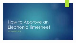 How to Approve Electronic Timesheets through Self-Service