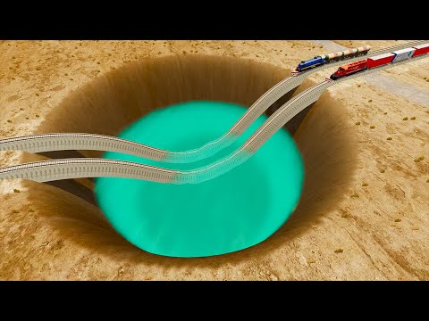 Impossible Weird Wave Rail Tracks VS Trains Crossing - BeamNG.Drive