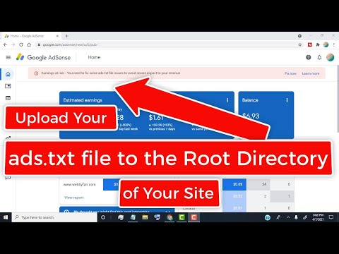 Upload your ads txt file to the root directory of your site : Google AdSense
