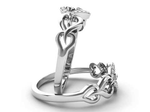 0.06 Carat T.D.W Diamond Multi-Heart Fashion Ring in 10k White Gold