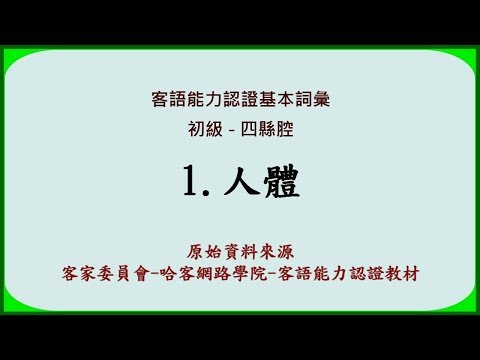 客語認證-基本詞彙-初級-四縣腔-1.人體