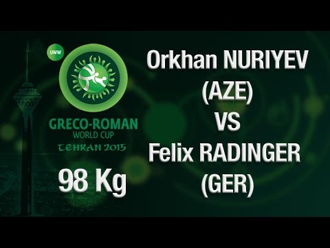 Group A, Round 2 - Greco-Roman Wrestling 98 kg - O. NURIYEV (AZE) vs F. RADINGER (GER) - Tehran 2015