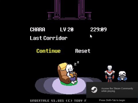 When you reset after killing Sans