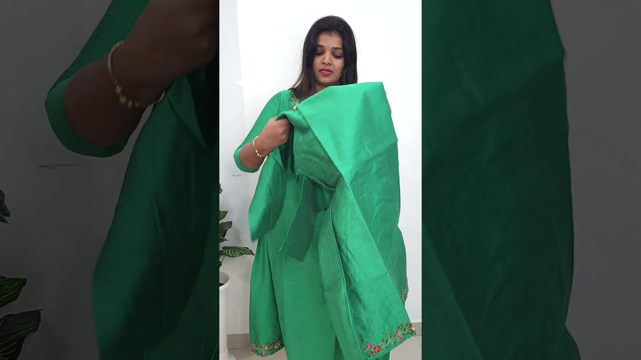 Semi Partywear A-Line Kurti #elentra #elentradesigns #viralvideo #semipartywear #embroiderykurti