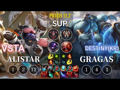 HLE Vsta Alistar vs Destiny(KR) Gragas Sup - KR Patch 11.2