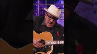 Elvis playing &quot;Alison&quot; on Elvis Presley&#39;s guitar. #elvis #elviscostello #elvispresley #acoustic