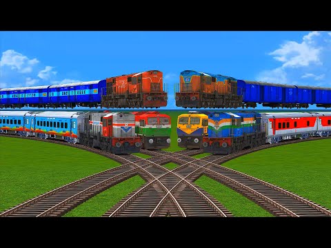 6 Different Trains Crisscrossed On Top at Risky Bumpy Forked Sharp Bend Railroad Tracks #129