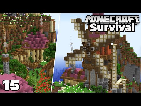 Let's Play Minecraft Survival : Windmill and Finishing the New Village Base! Episode 15