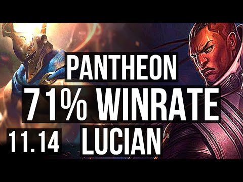 PANTHEON vs LUCIAN (MID) | 71% winrate, 6/2/7 | KR Grandmaster | v11.14
