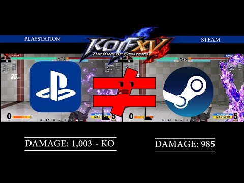 KOFXV - UPDATE 1.63 DAMAGE ERROR!? PLAYSTATION VS STEAM COMPARISON!