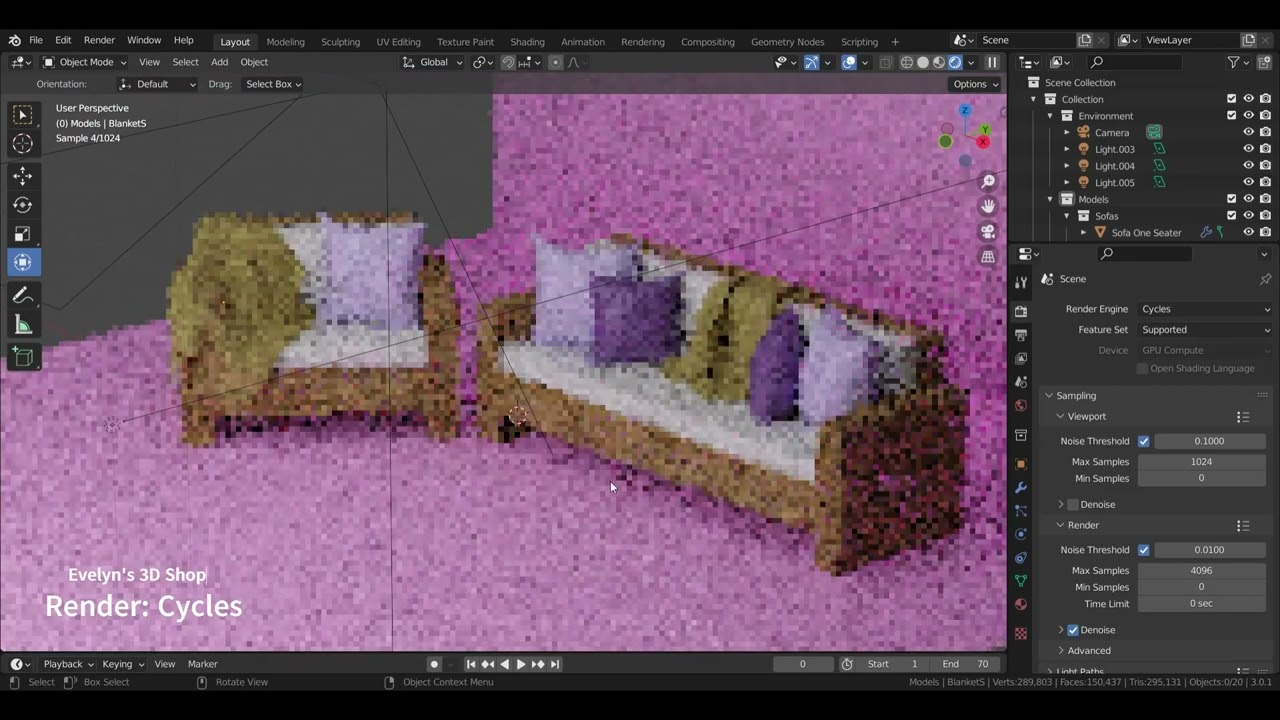 Wicker Sofa Set 3D Model