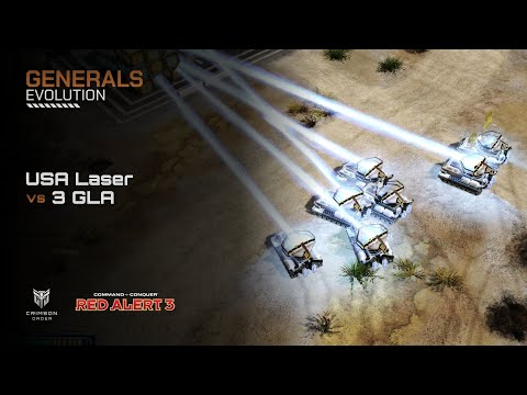 Red Alert 3 [Generals Evolution Mod] - USA Laser vs 3 GLA Brutal AI