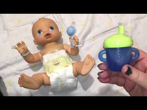 Baby Alive Wets n Wiggles Boy Doll Sherlock Drinks Blueberry Juice and tries Joovy Car Seat