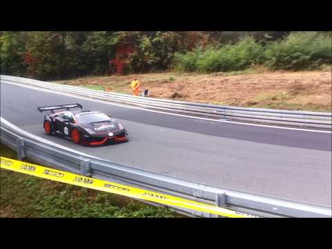 lambo and ferrari nearly crash at hillclimb sternberk 2016