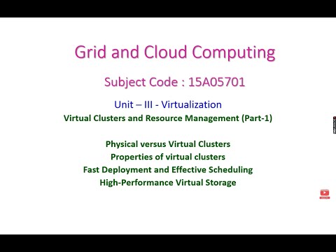 Virtual clusters and Resource Management - Part-1 - GCC - Unit III - Virtualization - 17A05701