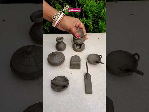 Village Style Mini Cooking Pots & Fish Making With Clay #shorts