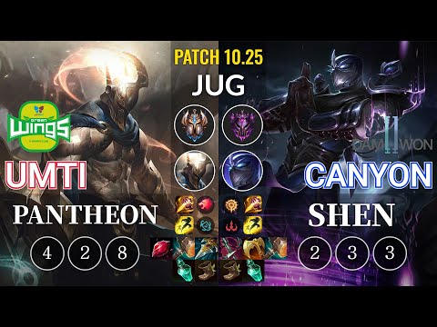 JAG UmTi Pantheon vs DWG Canyon Shen Jungle - KR Patch 10.25