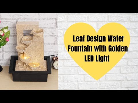 Chronikle 4 Steps Attractive Cream Sand Stone Diya & Leaf Design Water Fountain with Golden LED