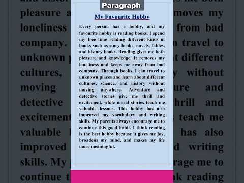 My Hobby Paragraph in English || My favourite hobby eassy in English #english #paragraphwriting