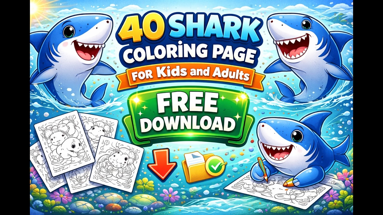 FREE DOWNLOAD 🎨 40 Shark Coloring Pages | Perfect for Kids, Adults & Relaxing Art