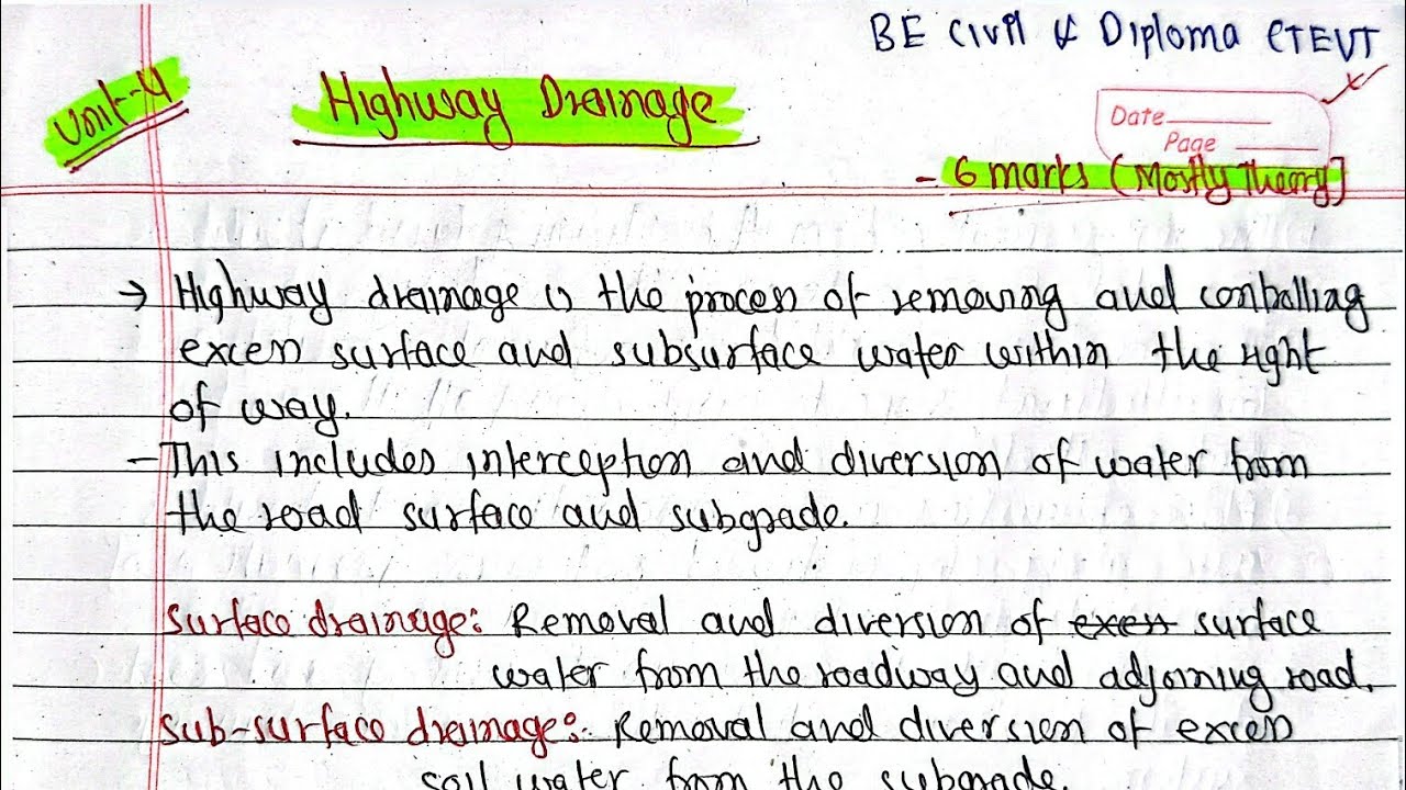 Unit-4; Highway Drainage | All Theory | Transportation Engineering-I | BE Civil & Diploma PU PoU TU 