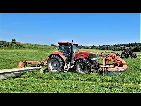 VALTRA N 104 Grünland Teamwork mit Case CVX 180 Puma + Schmetterling Mähwerk von Kuhn!