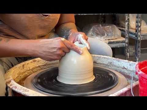 Collaring and throwing a Bottle Neck on Pottery Wheel