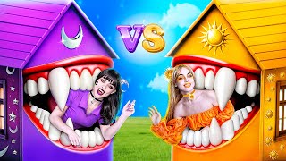 Day Girl and Night Girl Became Vampires! One Colored House Challenge!