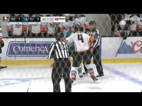 AHL fight - Keegan Lowe (San Diego Gulls vs San Jose Barracuda) 03-09-2021