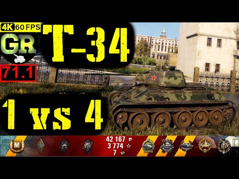 71_World of Tanks T-34 WoT Replay - 8 Kills 1.6K DMG(Patch 1.4.0)