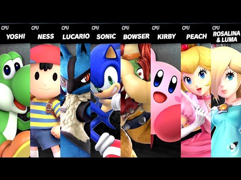 Yoshi VS Ness VS Lucario VS Sonic VS Bowser VS Kirby VS Peach VS Rosalina Luma Smash Bros Ultimate
