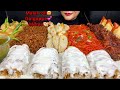 ASMR EATING STREET FOOD MALAI ROLL BUTTER CHICKEN MOMO PANIPURI SPICY NOODLES BLACKBEAN NOODLES