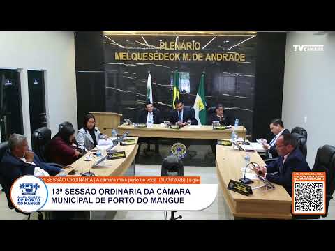 13ª SESSÃO ORDINÁRIA DA CÂMARA MUNICIPAL DE PORTO DO MANGUE (10/06/2026)