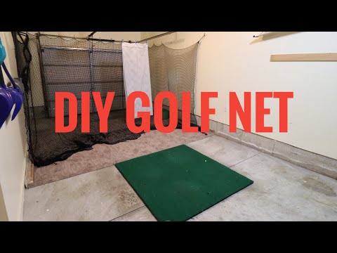 Part of a video titled DIY Golf Net - How to build your own indoor practice net - YouTube