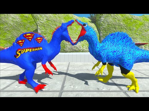 SUPERMAN SPINO VS HUGGY WUGGY SPINO VS HULK GORO DEATH RUN - Animal Revolt Battle Simulator