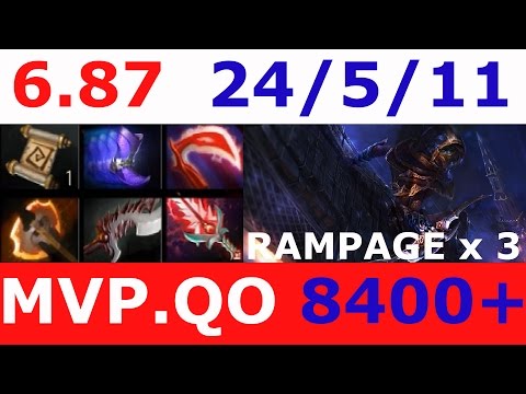 Dota 2 patch 6.87 Phantom Assassin MVP.QO RAMPAGE 8400+ MMR KDA - 24/5/11
