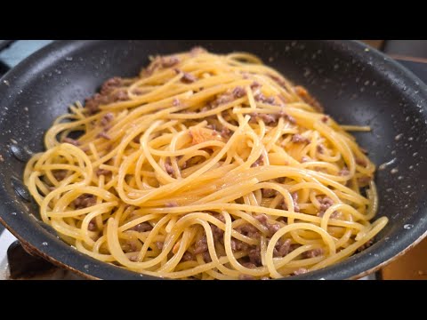 牛挽肉の味噌ミートソースパスタ（トマトなし）