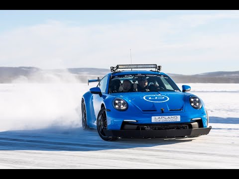 Drifting Porsche 992 GT3s on ice - Lapland Ice Driving